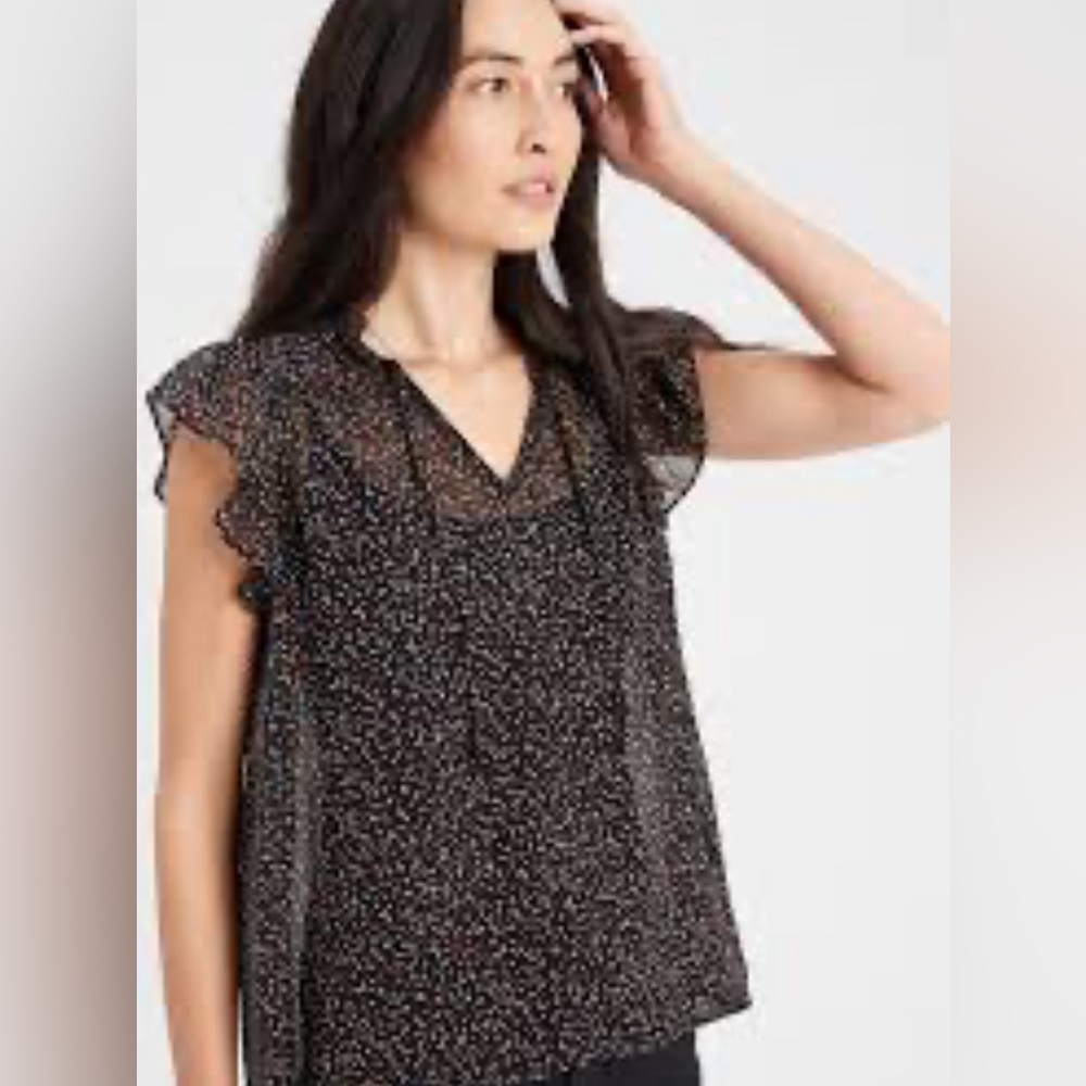 Banana Republic Factory Flutter Sleeve Sheer Floral Blouse Size Small